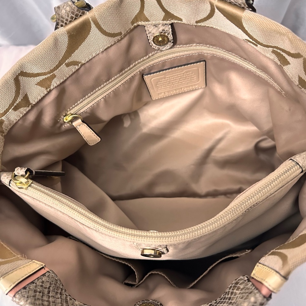 Coach tan and python bag - Picture 4 of 10